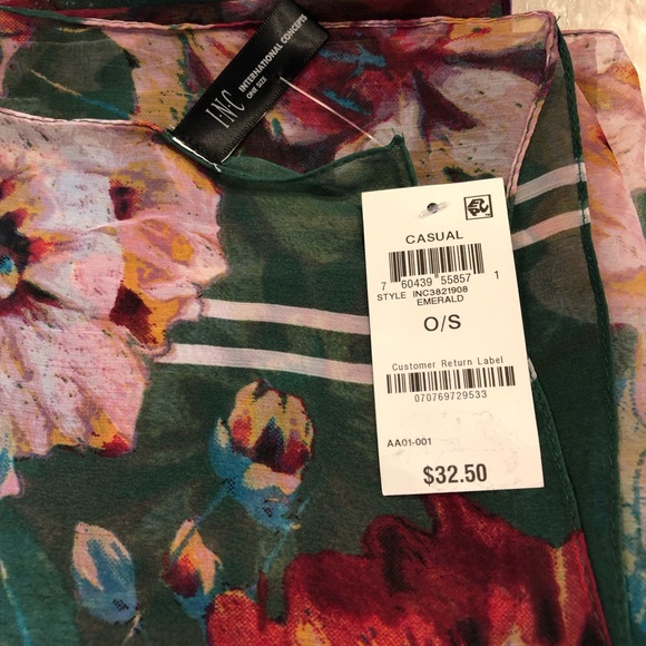 INC- Floral Stripe Extra Large~Versatile Wrap~NWT😻 - Picture 6 of 6
